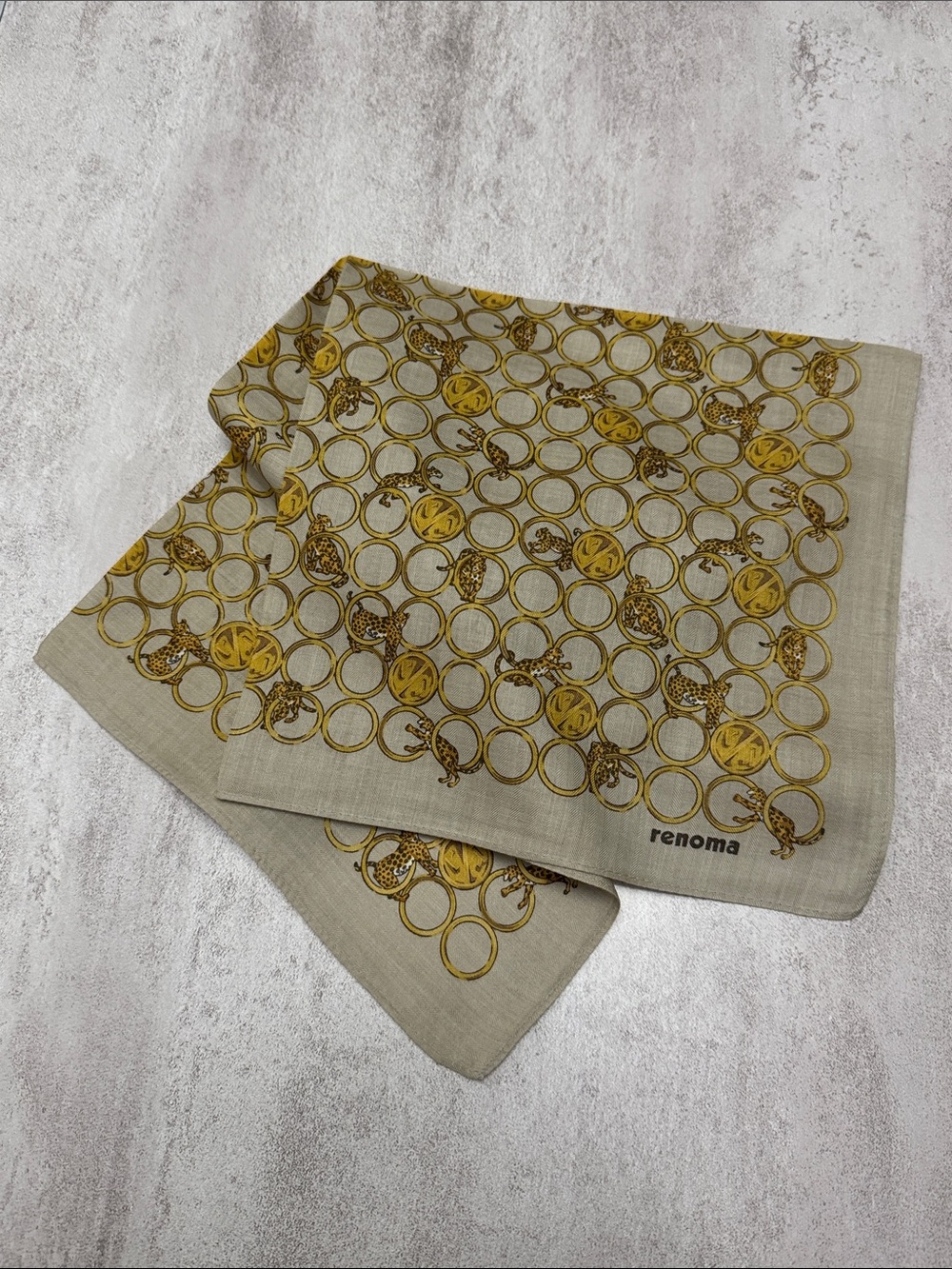 Cream and Gold Patterned cotton handkerchiefs - Picture 3 of 4
